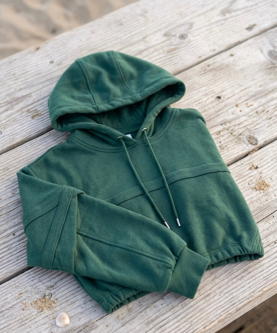 Olivia Olive Cropped Hoodie