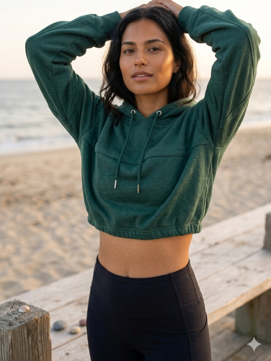 Olivia Olive Cropped Hoodie